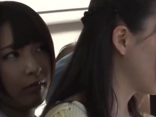 Asian Schoolgirl Lesbian and Teacher on Public Bus