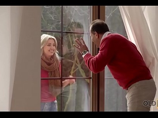 OLD4K. Blonde-haired teen happenstance circumstances remarkable sex with old lover