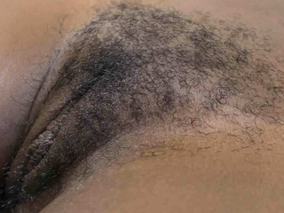 Beautiful short-haired black pussy creampied