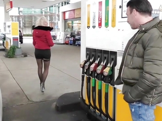 German blonde teen bitch pick up at gas lowly and fuck