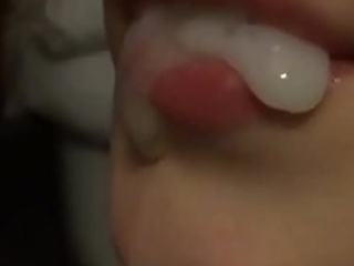 Teen mouth full of cum