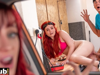 FAKEhub Originals - Redhead girls get down and dirty at someone's skin garage with young mechanic