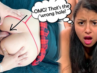 My God! That's the wrong hole! - Very painful anal dazzle with sexy 18 year old Latina student.