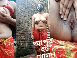 My stepsister make her bath video. Elegant Bangladeshi catholic big boobs mature shower with full naked