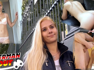 GERMAN SCOUT - Shy Teen Haley Hunter without Tattoos talk to First Dramatis personae Sex