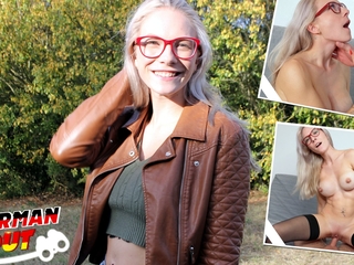 GERMAN SCOUT - Fit blonde Glasses Spread out Vivi Vallentine Pickup and sermon Casting Fuck
