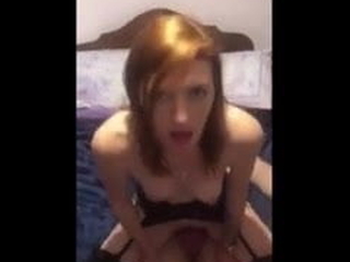 gorgeous young amateur redhead riding