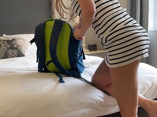 "Let's not sexualize things. I am your stepmom with the addition of I don't want it to be awkward". Step Overprotect with the addition of Son Share a Bed In A Hotel