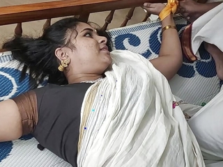 Vaishnavy kerala saree bdsm both hands plus legs tied on both end of bed plus doing navel lick with lip lock hot romance by Sharun