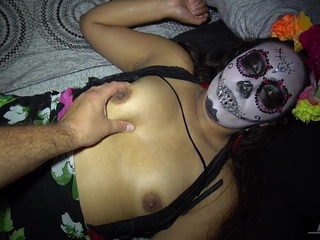 Halloween party ends thither hardcore for this teen latina