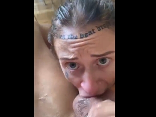Tattoo amateur muddy gagging and deepthroat blowjob