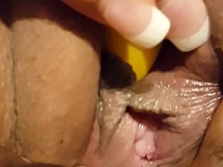 Horny young bbw Latina.  Racy pussy gums while masturbating with icky fond of girl
