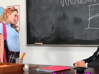Scalding Command of get under one's day Teen Schoolgirl Sucks Off Helpless Class Tutor
